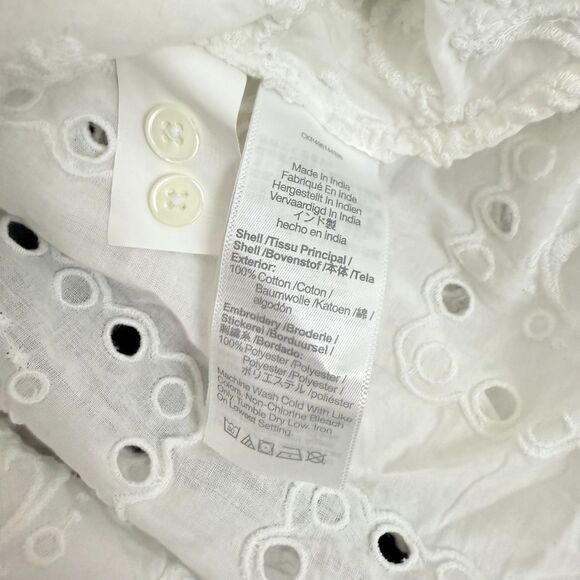 MADEWELL Embroidered Oversized Button-Up Shirt XXS White Eyelet Bandana NWT B24 - Picture 5 of 5